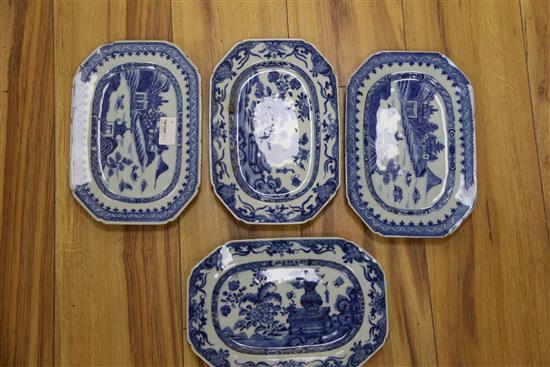 A collection of eight Nanking blue and white rectangular dishes